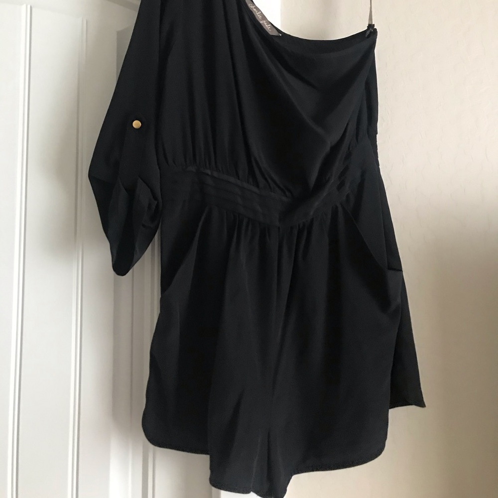 Black one sleeve romper